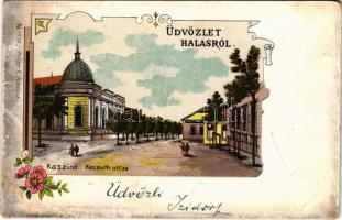 1899 (Vorläufer) Kiskunhalas, Halas; Kaszinó, Kossuth utca. Präger F. kiadása. Art Nouveau, floral, litho (Rb)