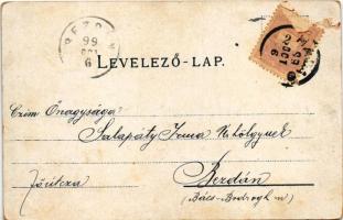 1899 (Vorläufer) Kiskunhalas, Halas; Kaszinó, Kossuth utca. Präger F. kiadása. Art Nouveau, floral, ...