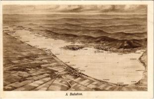 Balaton, felülnézetből, térkép
