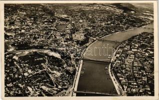 1948 Budapest, Dunai látkép, Tabán, Vár, Krisztinaváros. M. kir. Állami Térképészeti Intézet légi felvétele / aerial view (EK)