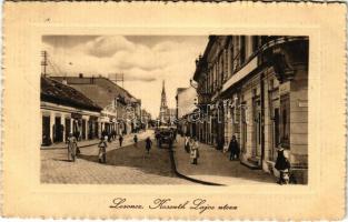 1915 Losonc, Lucenec; Kossuth Lajos utca, üzletek. Kármán kiadása / street view, shops