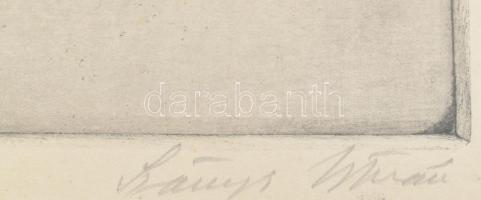 Szőnyi István (1894-1960): Holdtölte. Rézkarc, papír, jelzett. Dekoratív, üvegezett fakeretben, 19×3...