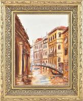 Losonci Lilla (1930-): Velence. Olaj, farost, jelzett. Dekoratív fakeretben, 40×30 cm