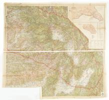 1941 Székelyföld (Észak-Erdély) térképe, 1 : 200.000, M. Kir. Honvéd Térképészeti Intézet, két részben, szakadásokkal, bal alsó sarkánál hiánnyal, 100x84 cm