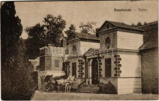 1918 Dombóvár, Tüske, lovas hintó. Vasúti levelezőlapárusítás 9880. (fa)