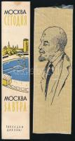 Szovjet könyvjelzők: Lenint ábrázoló szövet + 5 db Moszkva képes, eredeti papírtokban