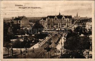 1922 Dresden, Albertplatz mit Hauptstrasse / square, street, trams