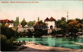 1917 Banja Luka, Banjaluka; Militär-Schwimmschule auf der Vrbas / military swimming school