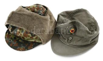 Német katonai sapka + usanka, jó állapotban / German military cap + ushanka, in good condition