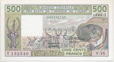 Nyugat-Afrikai Államok / Togo 1986. 500Fr T:I Western African States / Togo 1986. 500 Francs C:UNC Krause P#706Ti