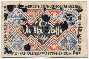 Német Birodalom / Weimari Köztársaság / Bielefeld 1921. 25M selyem T:III hátoldalán fekete ragasztón...