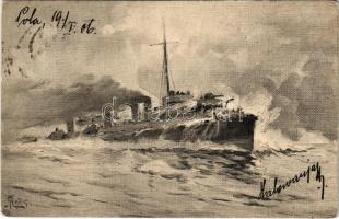 1906 SMS Huszár az Osztrák-Magyar Haditengerészet Huszár-osztályú rombolója / K.u.K. Kriegsmarine SM Hochsee-Torpedoboot Huszár / WWI Austro-Hungarian Navy SMS Huszár torpedo destroyer. Phot. Alois Beer. Verlag F. W. Schrinner, Pola s: Ramberg