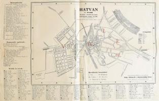 cca 1934 Hatvan város térképe utcajegyzékkel, 1:18 000, 30×47 cm