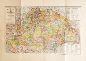1911 A Magyar Szent Korona Országainak térképe, tervezte: Hatsek Ignác, szakadással, 40×55 cm
