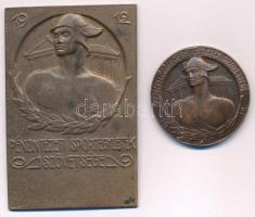~1930. Pénzintézeti Sport Egyletek Szövetsége 1912 egyoldalas öntött bronz plakett Ludvig Ede gyártói jelzéssel (75x49mm) + kétoldalas bronz díjérem (37mm) T:2