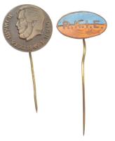 ~1930. "R.K.I.E. (Református Keresztény Ifjúsági Egylet)" zománcozott fém jelvény (12x21mm) + Bulgária ~1949. Kossuth Lajos Sumeni tartózkodására készült, bolgár nyelvű Cu emlékjelvény (20mm) T:2 kis zománchiba
