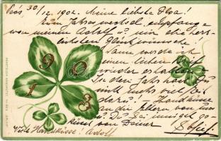 1903 Újévi üdvözlet lóherével / New Year greeting with clovers. Erika Nr. 823. litho (EK)