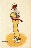 Teniszező férfi / Tennis player. H.M. & Co's. Series No. 25. litho s: Roland