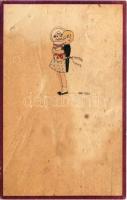 1923 Kislány kisbabával / Children art postcard. Serie 12. s: Anny Tekauz (gyűrődések / creases)