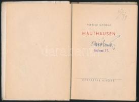 Parragi György: Mauthausen. Bp., 1945, Keresztes. Kiadói papírkötés, tulajdonosi bejegyzéssel, kopot...