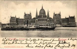 1904 Budapest V. Országház, Parlament, Szent István oldalkerekes személyszállító gőzhajó (EK)