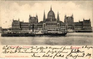 1904 Budapest V. Országház, Parlament, &quot;Szent István&quot; oldalkerekes személyszállító gőzhajó (EK)