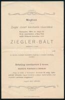 1904 Kolozsvár, meghívó Ziegler-bálra a New-York szállóba, szecessziós ornamentikával díszített, hajtásnyommal, apró folttal,