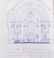 cca 1976 Az abonyi plébániatemplom tervrajzai Perczel Dénes építészmérnök munkája 4 db nagy méretű t...