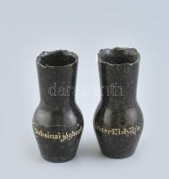 cca 1900 Dobsina jégbarlang gránit váza pár magyar és német felirattal. 11 cm