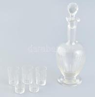 Metszett üveg likőrös készlet csiszolt üveg dugóval + 5 db pohárral 23 cm, 5 cm