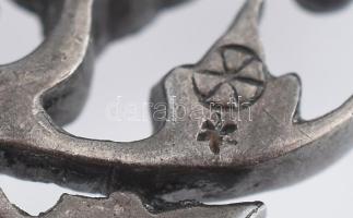 Ezüst (Ag) régi medál, kövekkel ékített, jelzett, bruttó: 6,76g, 3x2,2cm