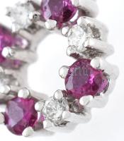 Fehérarany (Au/14k) nyaklánc medállal, medál rubinnal és brillekkel ékített, jelzett, h: 50 cm, brut...