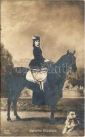 1908 Kaiserin Elisabeth / Erzsébet királyné (Sissi) lovon / Empress Elisabeth of Austria (Sisi) on horseback. B.K.W.I. 887/212. Brüder Kohn Wien I. (EK)