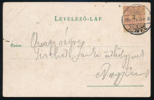 1900 Litho képeslap GYŐR / ÁLLAMI P.U. bélyegzéssel