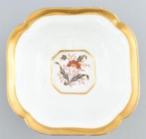 Virágos kínáló tál porcelán. Kézzel festett, jelzés nélkül, hibátlan 20x20 cm