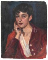 Humayer Oszkár (?-?): Portré, 1910-20 körül. Olaj, vászon, jelzett. Vakráma nélkül. Kissé sérült. 53x44 cm