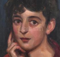 Humayer Oszkár (?-?): Portré, 1910-20 körül. Olaj, vászon, jelzett. Vakráma nélkül. Kissé sérült. 53...