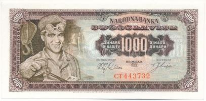 Jugoszlávia 1963. 1000D T:I,I- Yugoslavia 1963. 1000 Dinara C:UNC,AU Krause P#75