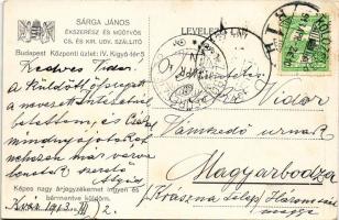 1913 Budapest V. Sárga János ékszerész és műötvös cs. és kir. udv. szállító központi üzlete reklámla...