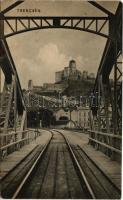 1912 Trencsén, Trencín; vár a vasúti hídról nézve / castle from the railway bridge