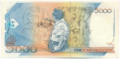 Brazília 1989. 5000C "5 Cruzados Novos" felülbélygzéssel T:I- Brazil 1989. 5000 Cruzados w...