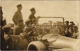 1916 WWI German military, soldiers in automobile. Franz Xav. Ertl photo + FELDPOSTEXPEDITION I. bayr. Reserve-Division (EK)