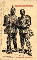 1914 Deutschland und Österreich. Sie sollen uns nur kommen! / WWI German and Austro-Hungarian K.u.K. military art postcard, patriotic propaganda, Viribus Unitis s: Anton Hoffmann (fa)
