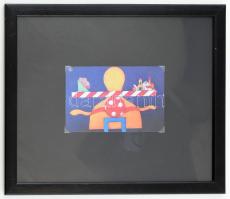 ef.Zámbó (efZámbó) István (1950-): Város pöttyös labdával. Szitanyomat, vászon, hátoldalán jelzett, ...