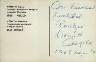 1969 Németh Angéla gerelyhajító olimpiai bajnok dedikációja fotón