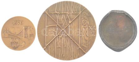 3 darab "Budapest" bronz emlékérem (40-70mm) T:1-,2