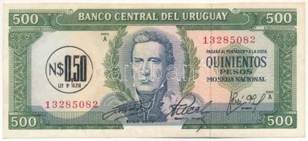 Uruguay 1975. 500P 0,50NP felülbélyegzéssel T:II Uruguay 1975. 500 Pesos with 0,50 Nuevos Pesos overprint C:XF Krause P#54
