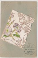 1903 Greeting card with letter. Art Nouveau, Emb. floral, litho (EB)