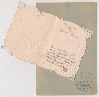 1903 Greeting card with letter. Art Nouveau, Emb. floral, litho (EB)