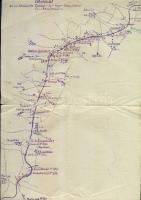 cca 1916 kézzel rajzolt térkép lengyel vasútvonalról / hand painted map of a Polish railway 20x35 cm